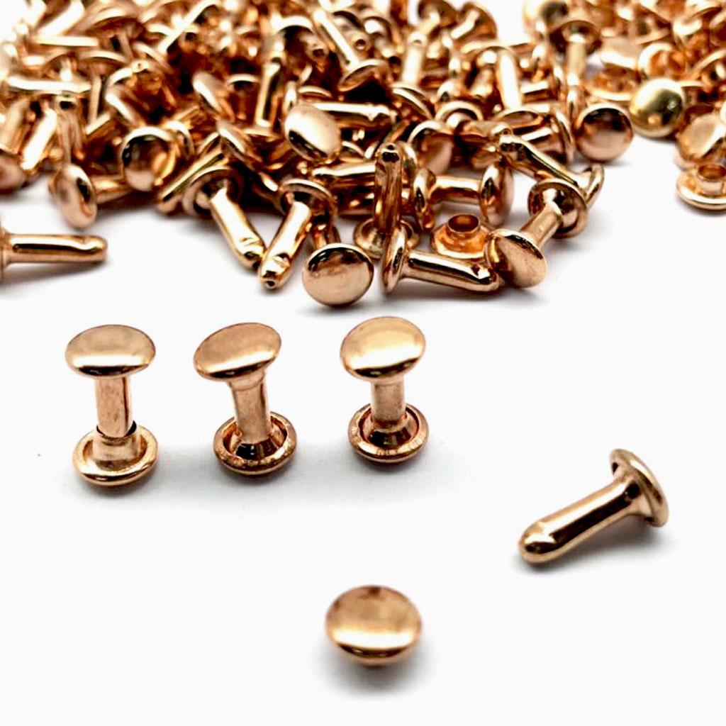 100 Sets Double Caps Studs Rivets for Bags Shoes Leather 6x10mm Light Gold
