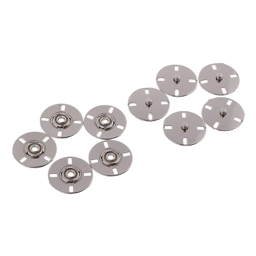 5 Sets Metal Snap Fastener Press Stud Sew On Buttons 25mm Silver