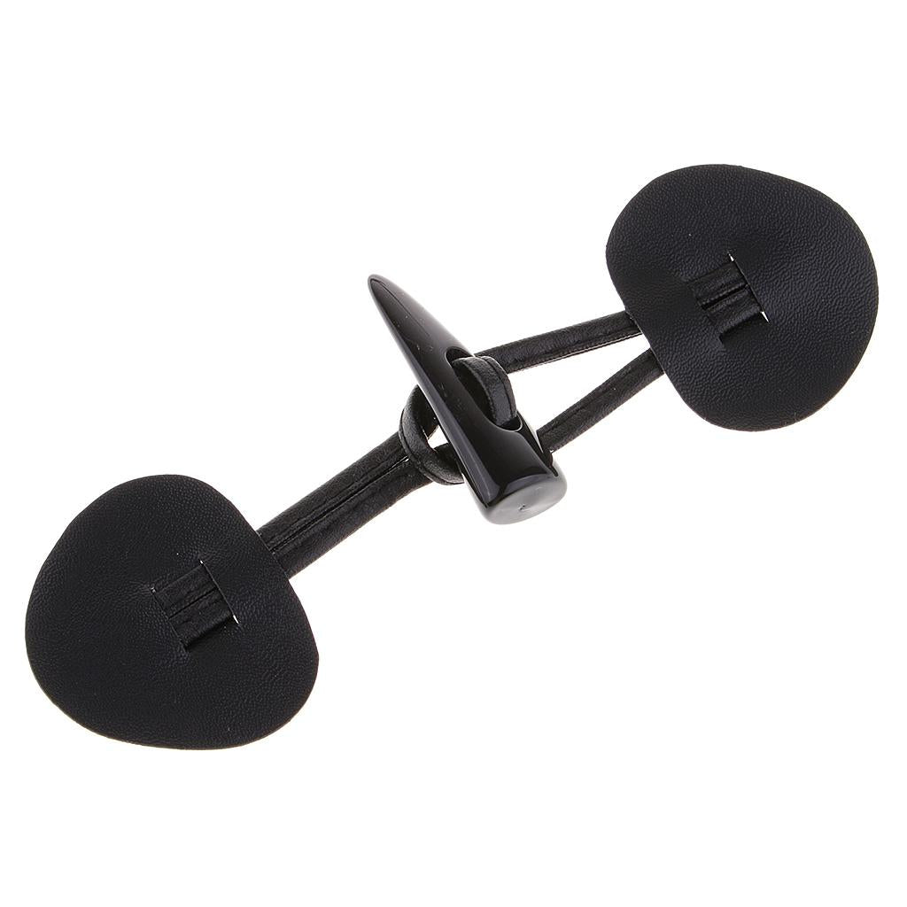 6 Pairs PU Leather Horn Toggle Buttons Duffle Coat Fastener Buckle Black