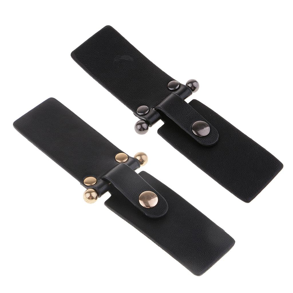 1 Pair PU Leather Toggle Buttons W/ Metal Buckle Coat Jacket Fasteners Black