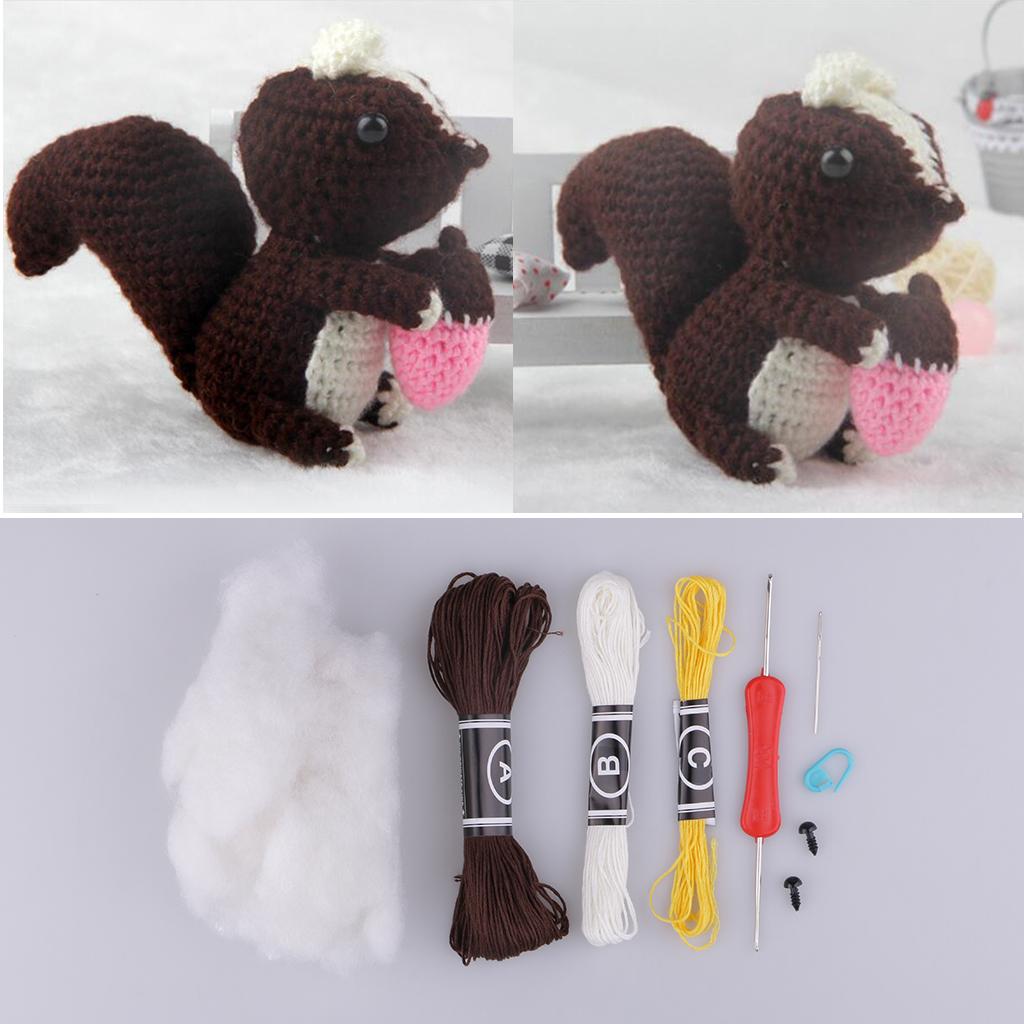 DIY Animal Amigurumi Crochet Kit Brown Squirrel DIY Crafts Material Package