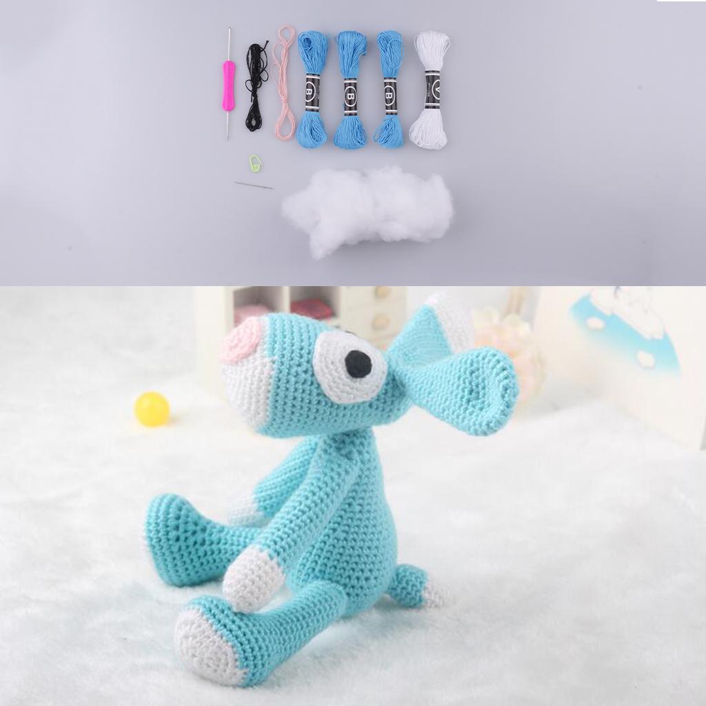1 Set Animal Amigurumi Crochet Kit Blue Dog Materials Package Sewing Crafts