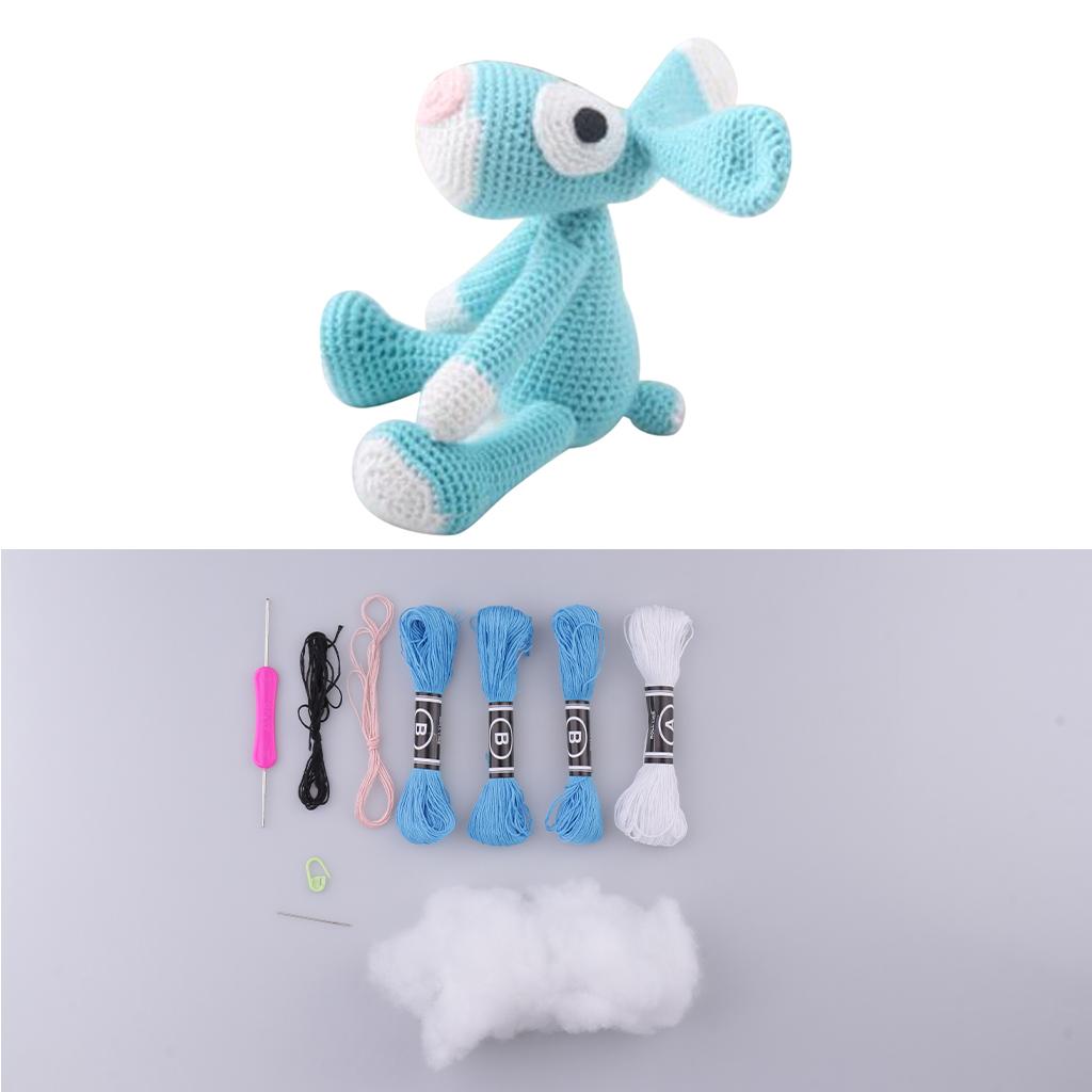 1 Set Animal Amigurumi Crochet Kit Blue Dog Materials Package Sewing Crafts