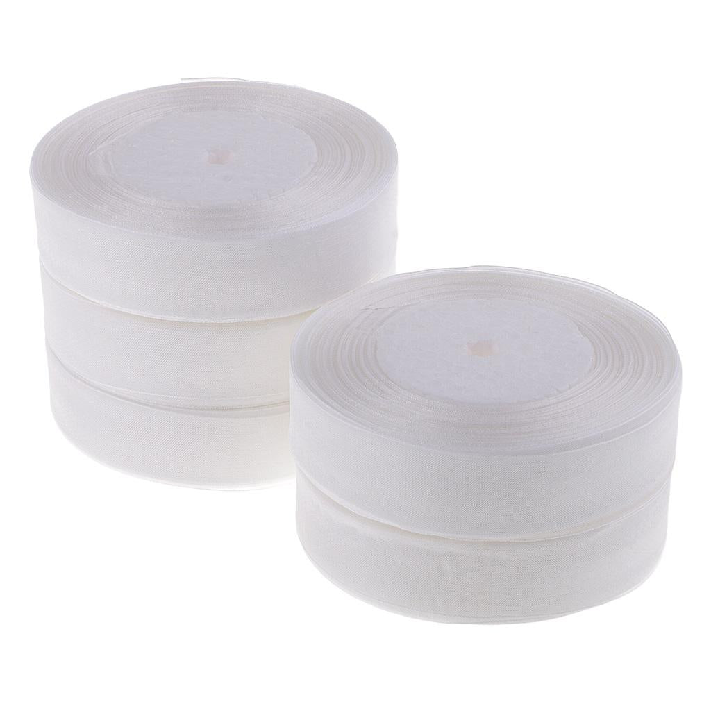 5pcs 50yds Sheer Organza Ribbon Bow Hair Wedding DIY Craft 25mm White
