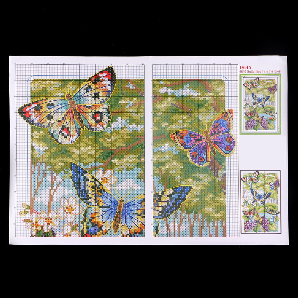 Butterfly Cross Stitch Kit Pre-printed Design Works 40 x 60cm 11CT Stamped