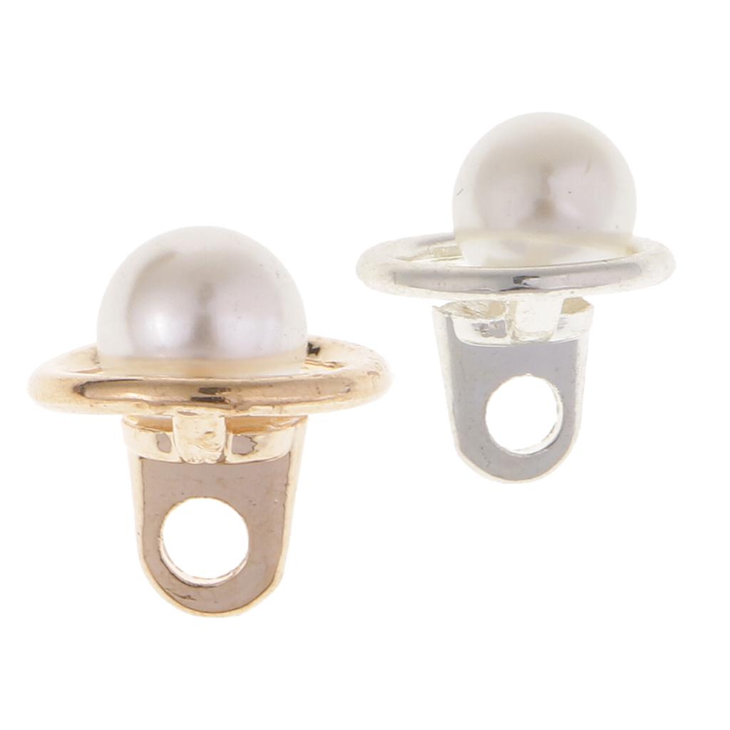 10Pcs Dome Round Plastic Pearl Buttons for Sewing Wedding Dress 10mm Gold