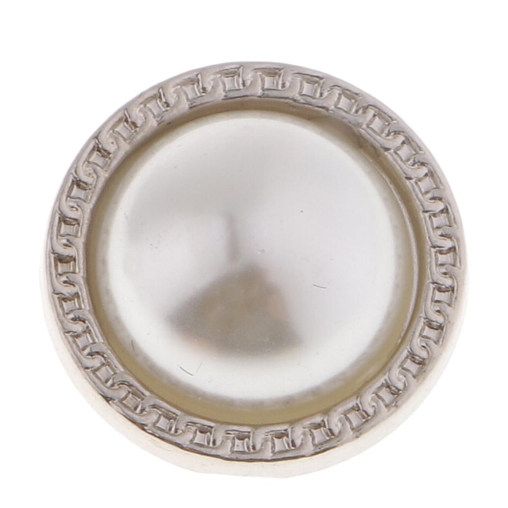 8Pcs Plastic Pearl Buttons Round Sewing Crafts for Clothes Shoes Hat White