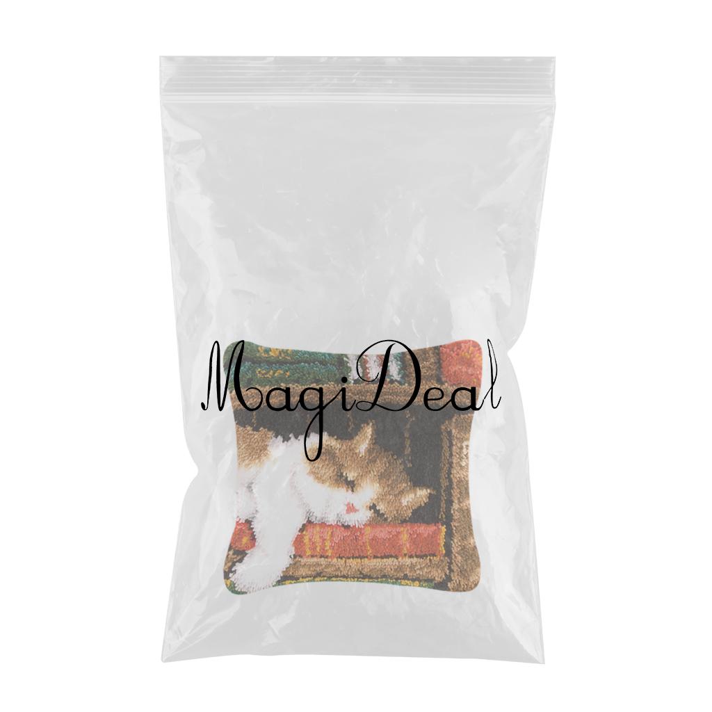 DIY Pillow Cover Latch Hook Kits for Beginner Animals Pattern Sleeping Cat