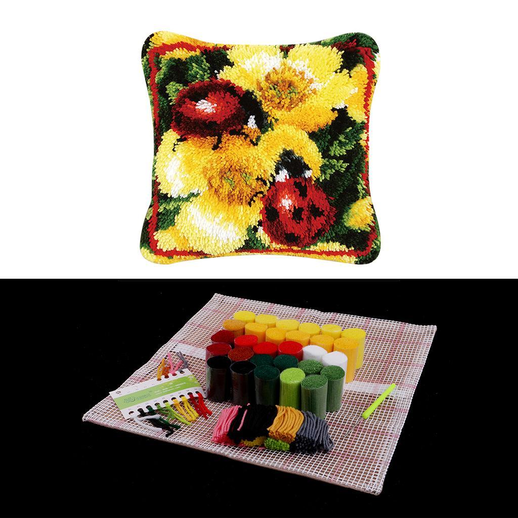 1 Set Pillows Latch Hook Kits Material Package for Kids Adults Lady Beetles