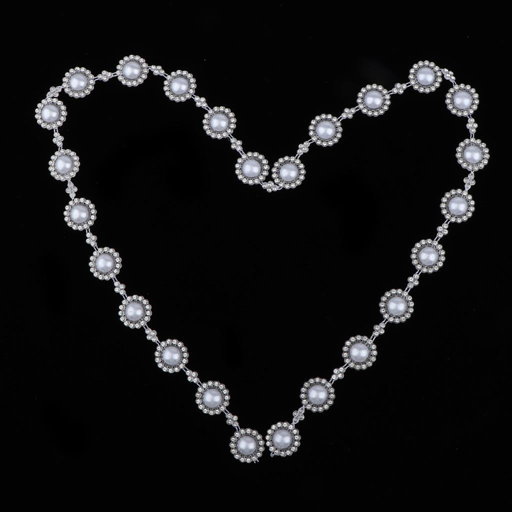 Faux Pearl Rhinestone Chain Trim for Clothes Belts Sewing Craft DIY Flower
