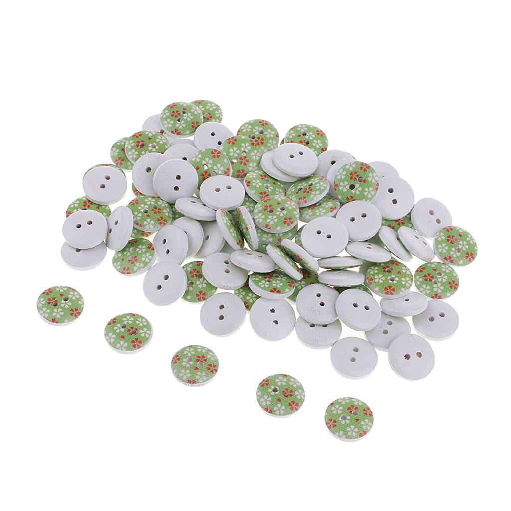 100Pcs Snowflake Wooden Buttons Sewing Clothing Accessories 15mm Green