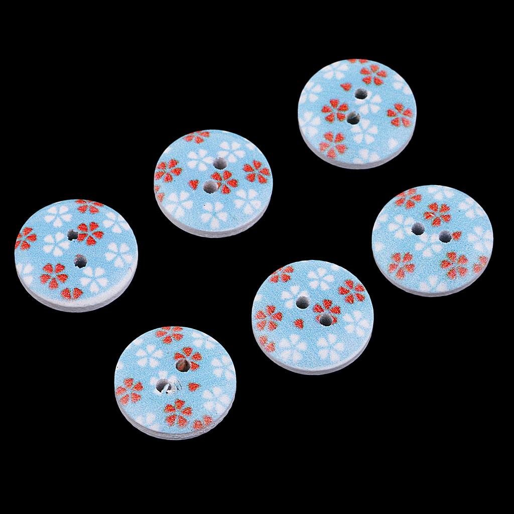 100Pcs Snowflake Wooden Buttons Sewing Clothing Accessories 15mm Blue