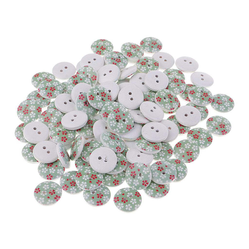 100Pcs Snowflake Wooden Buttons Sewing Clothing Accessories 15mm Light Green