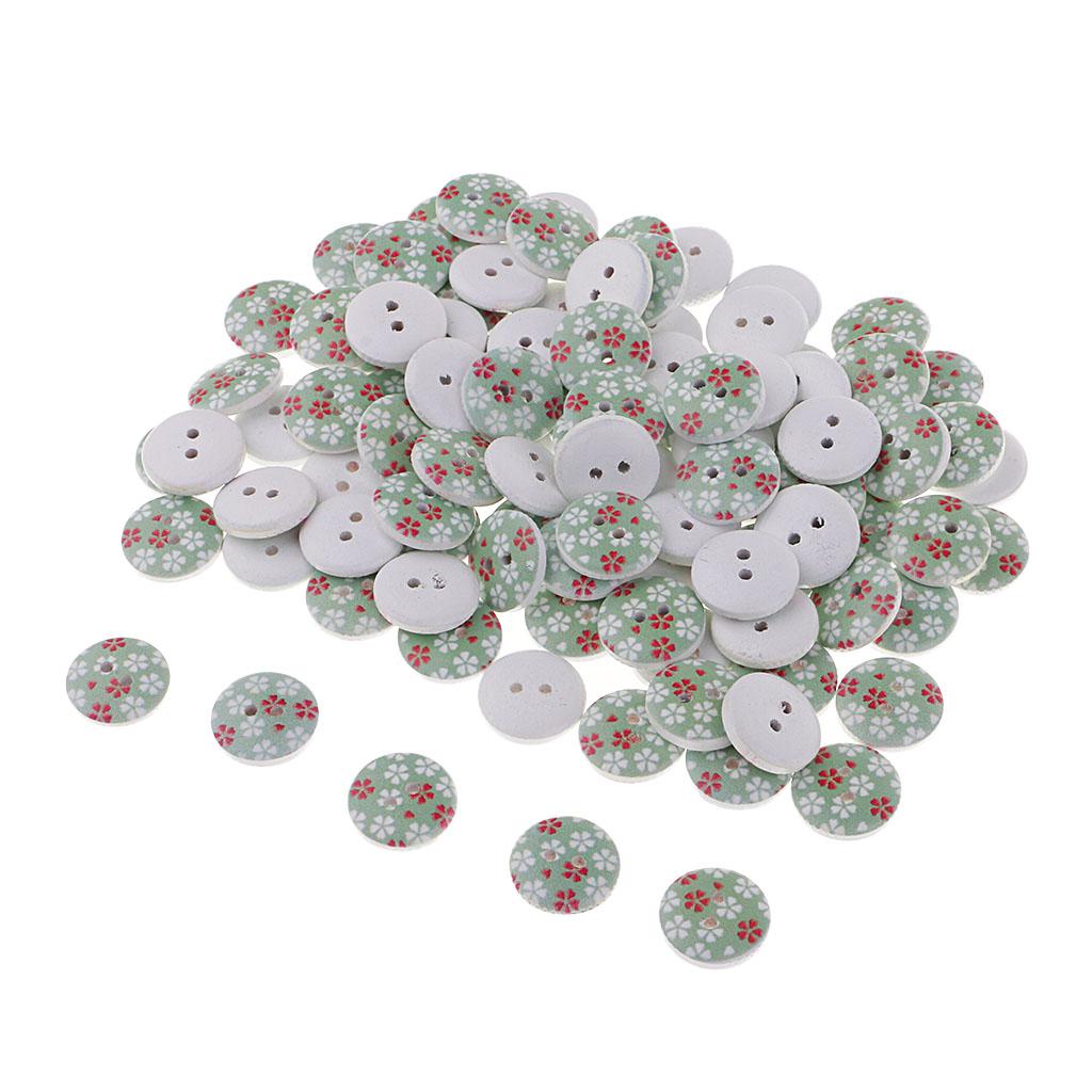 100Pcs Snowflake Wooden Buttons Sewing Clothing Accessories 15mm Light Green