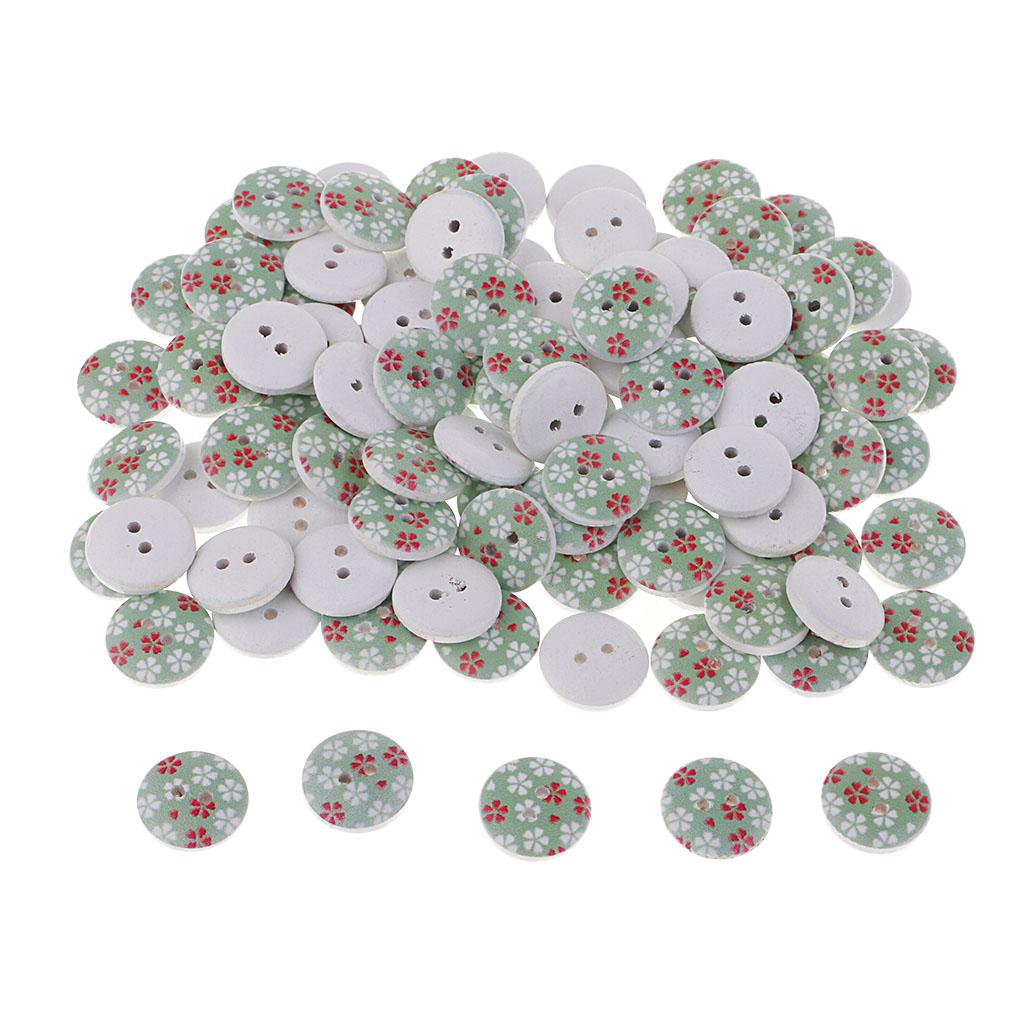 100Pcs Snowflake Wooden Buttons Sewing Clothing Accessories 15mm Light Green
