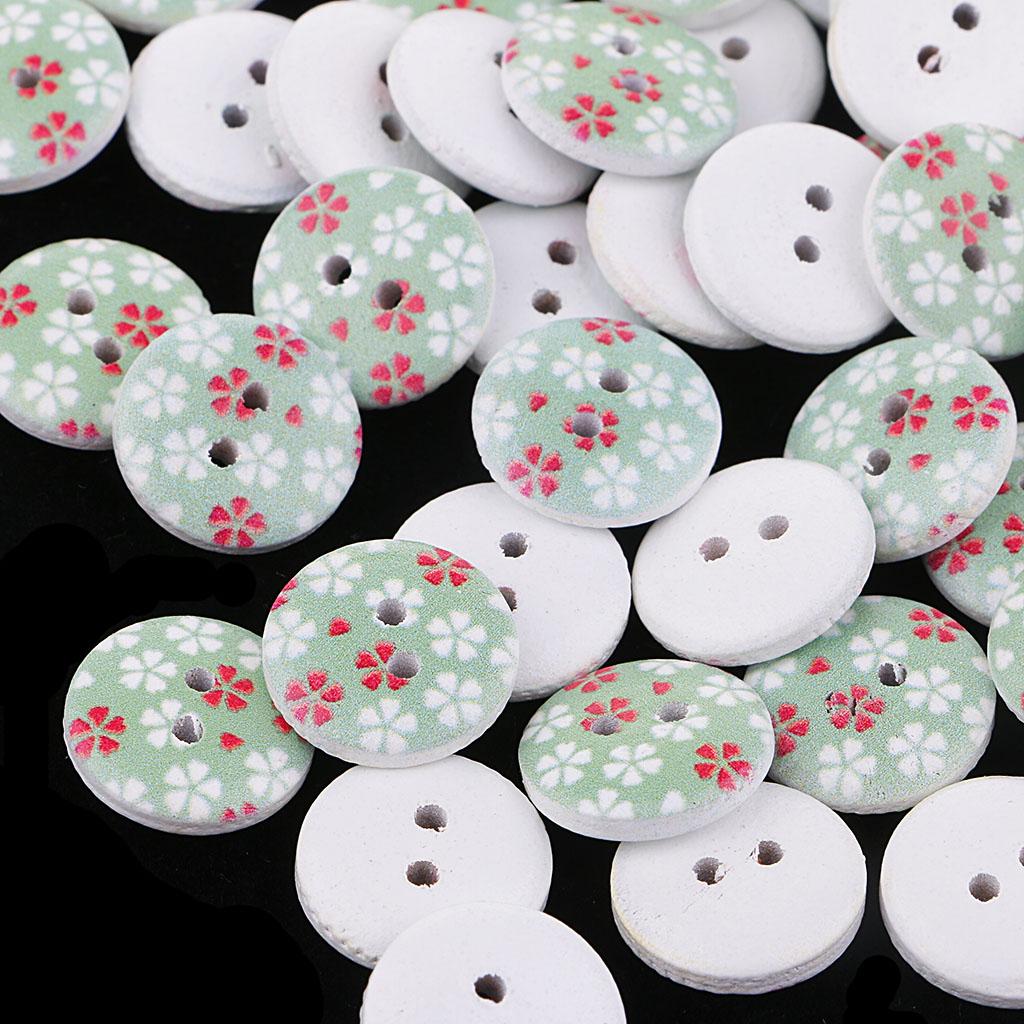 100Pcs Snowflake Wooden Buttons Sewing Clothing Accessories 15mm Light Green