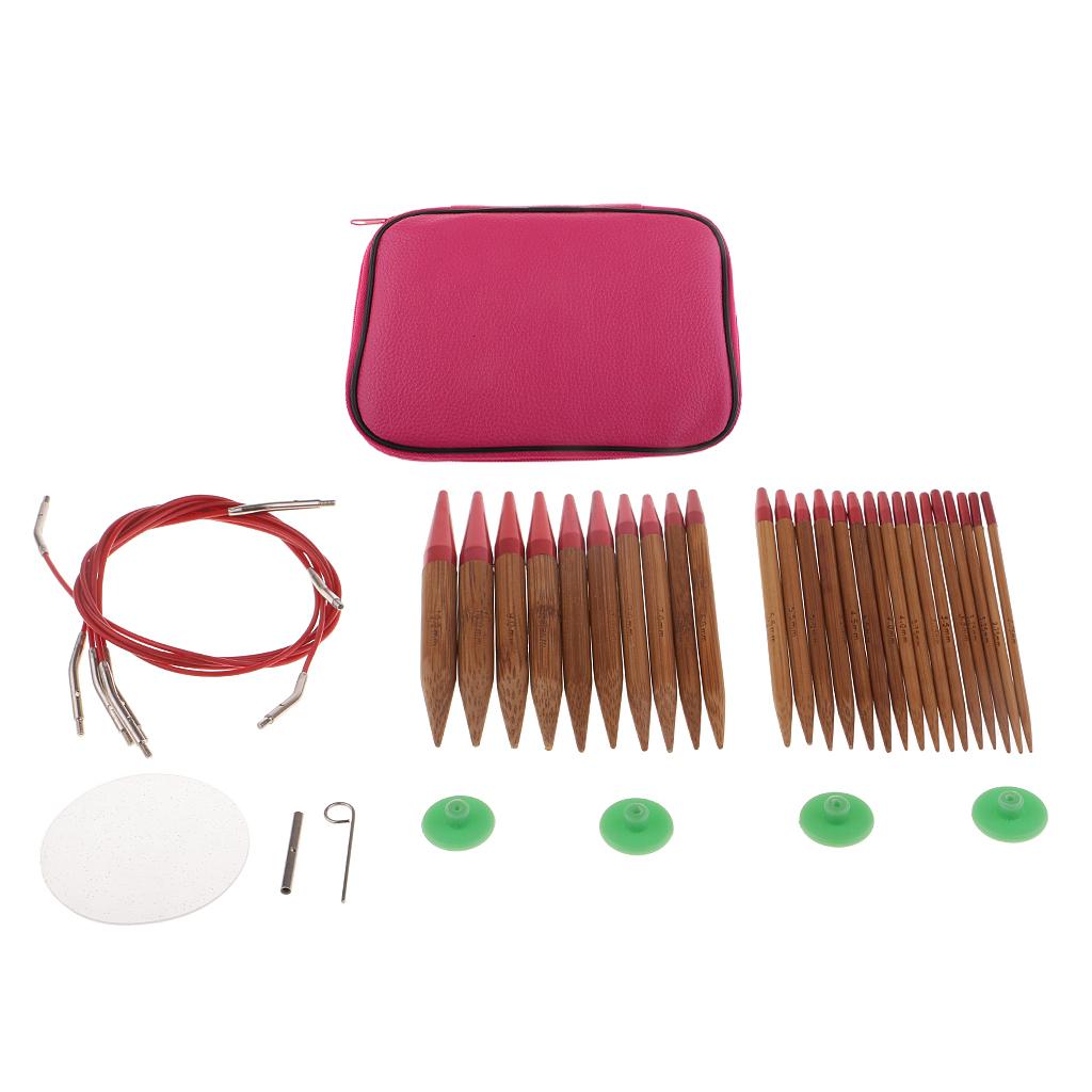 13 Sizes Interchangeable Carbonized Bamboo Circular Knitting Needles Sets