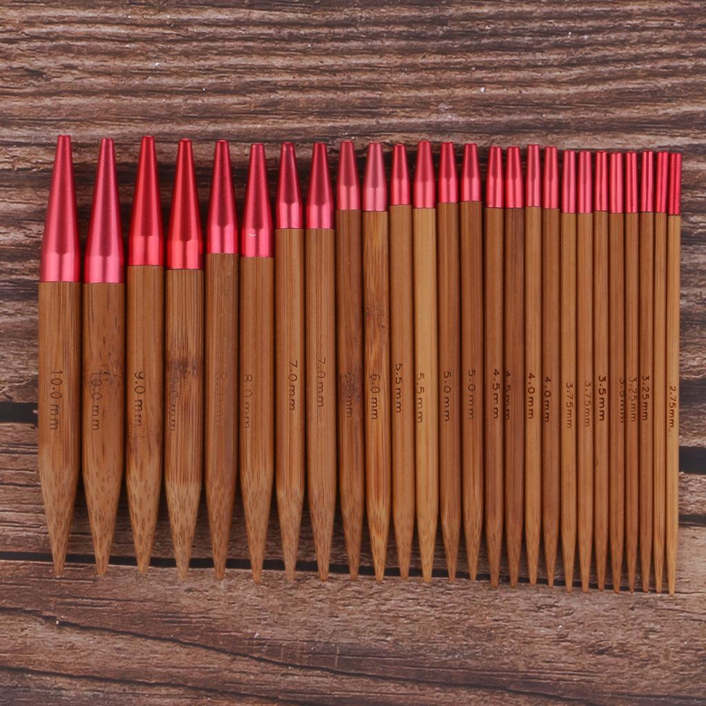 13 Sizes Interchangeable Carbonized Bamboo Circular Knitting Needles Sets