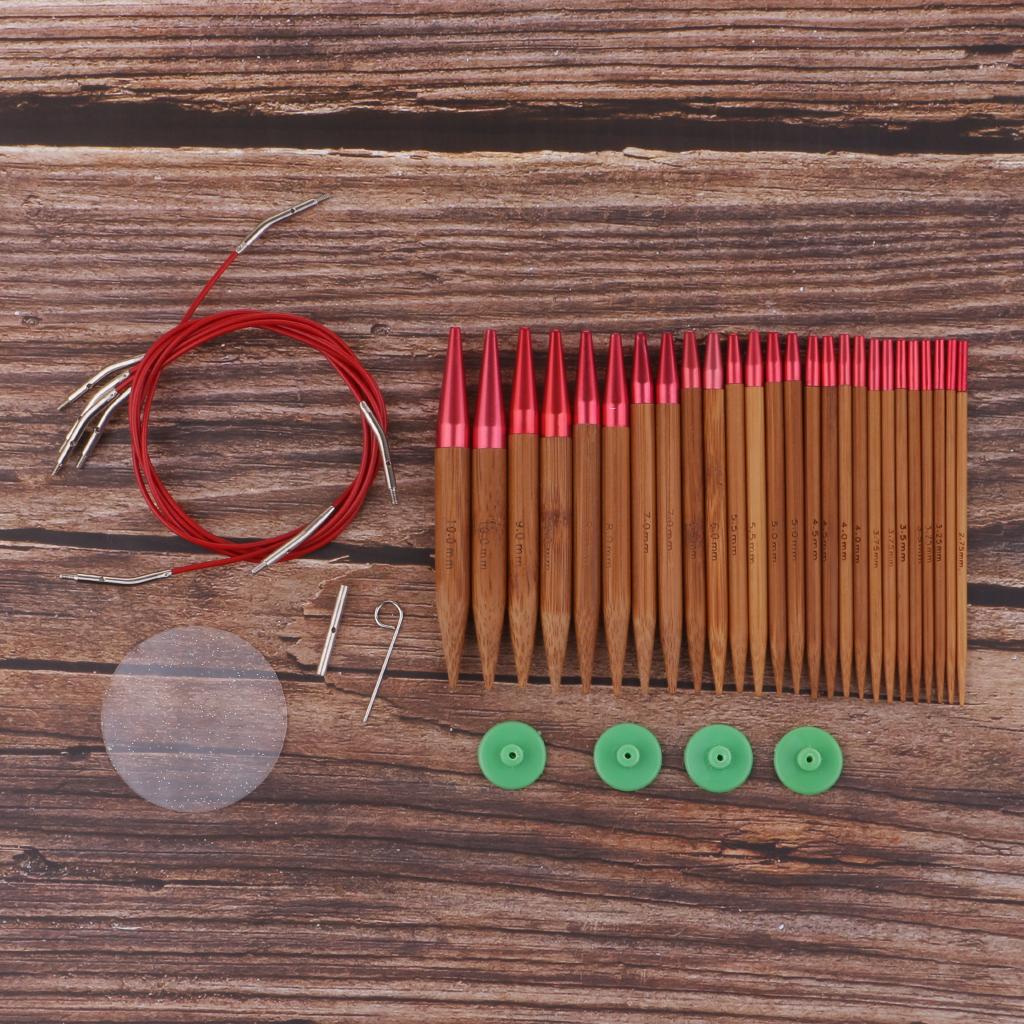 13 Sizes Interchangeable Carbonized Bamboo Circular Knitting Needles Sets