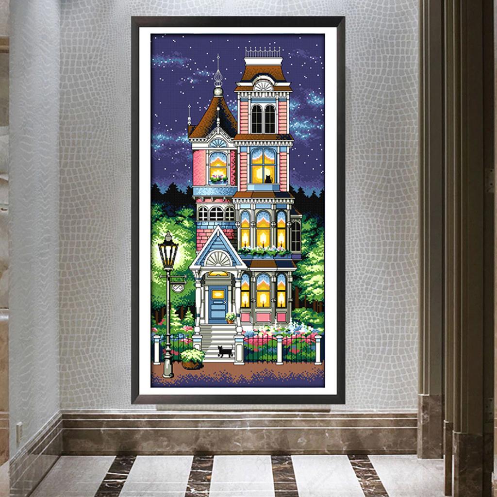 Evening House Cross Stitch Kits Embroidery Crafts DIY Decor 14CT Counted