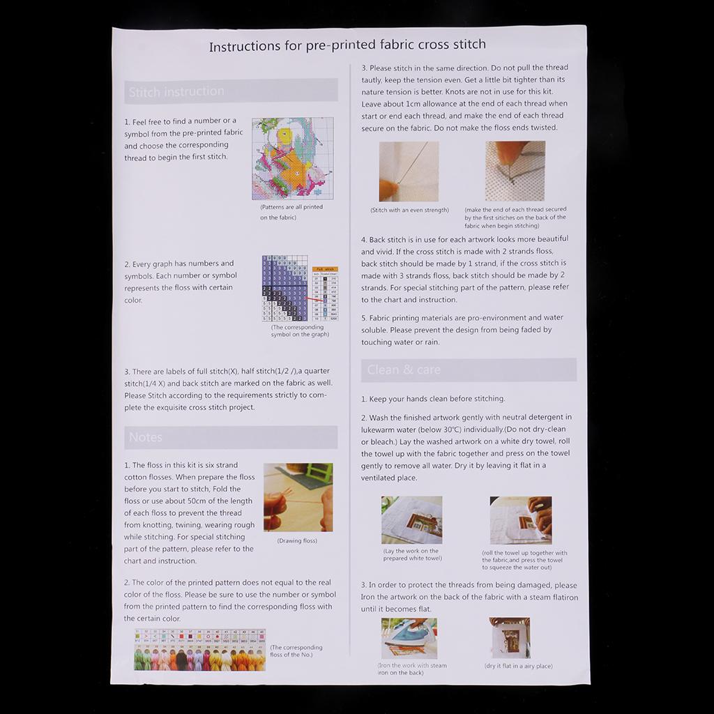 Stamped Cross Stitch Starter Kit Pre-printed Flower Butterfly 14CT 44x33cm