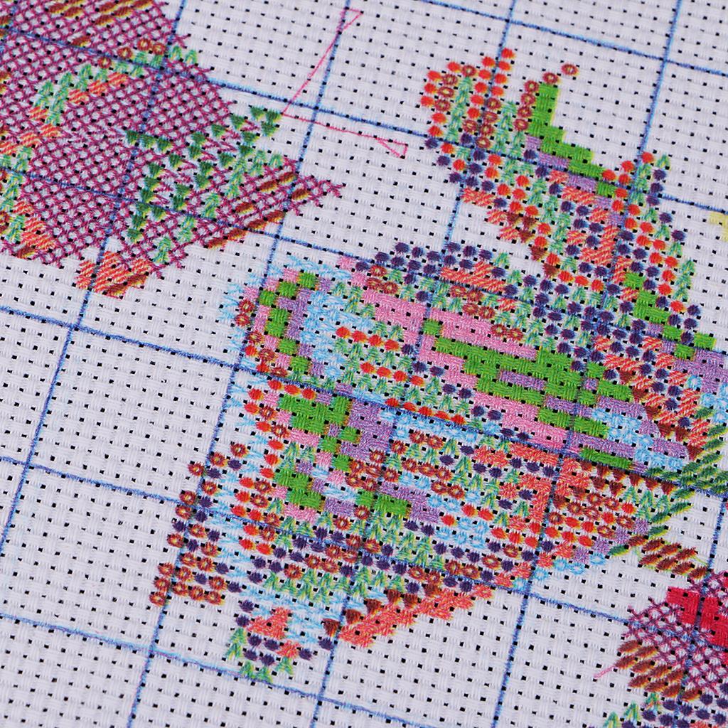 Stamped Cross Stitch Starter Kit Pre-printed Flower Butterfly 14CT 44x33cm