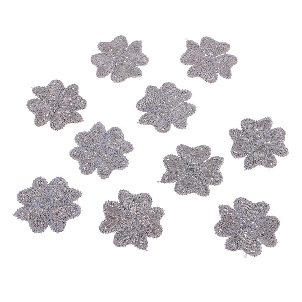 10pcs Embroidered Lucky Patches Sew on Patches Sewing Applique Gray
