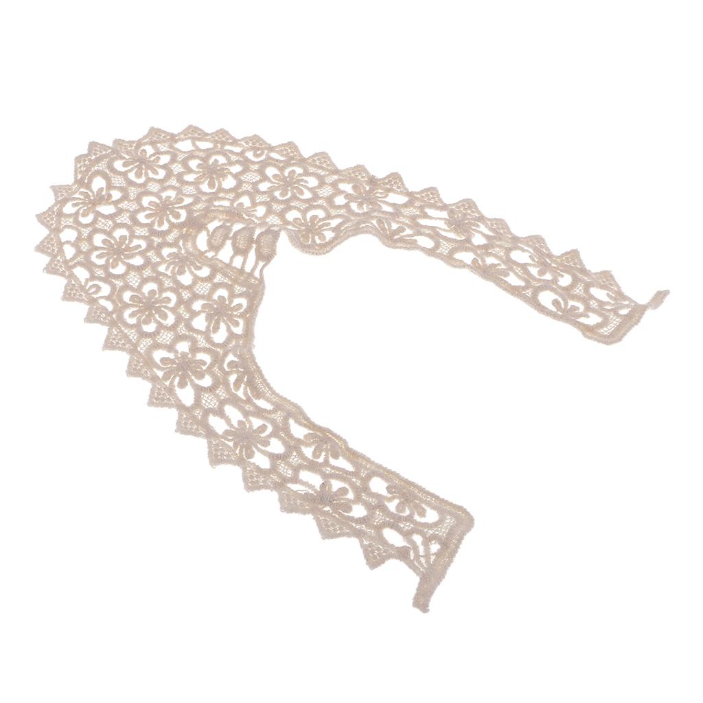 1pc Embroidery Flower Lace Neckline Fabric DIY Collar Sewing Craft Beige