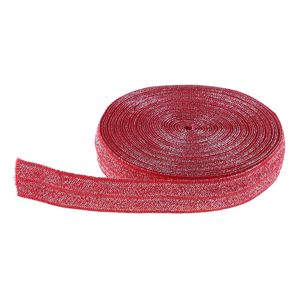 5 Yards Bling Cotton Fold Over Sewing Elastic Band for Dressmaking Red
