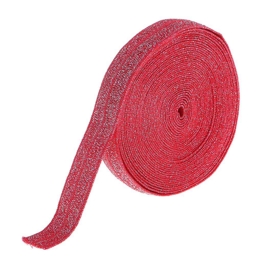 5 Yards Bling Cotton Fold Over Sewing Elastic Band for Dressmaking Red