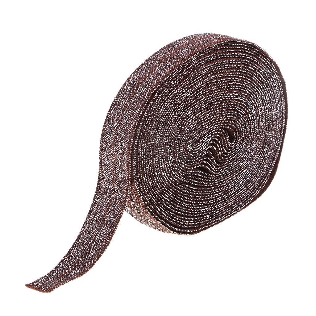 5 Yards Sewing Glitter Elastic Bnad Stretchy Ribbon Trims for Clothes Brown