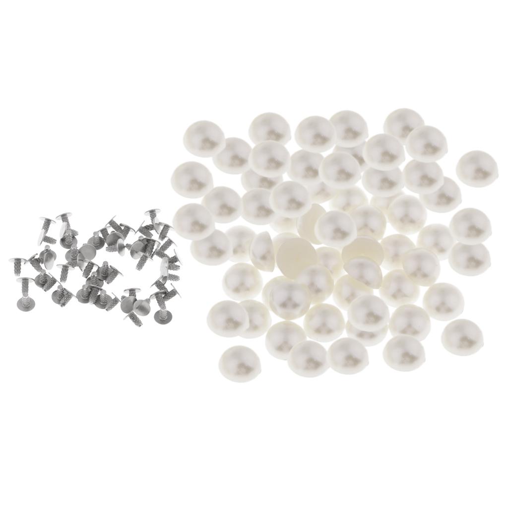 100pcs Imitation Pearl Rivets Studs for Bridal Dress Leathercraft Decor 8mm