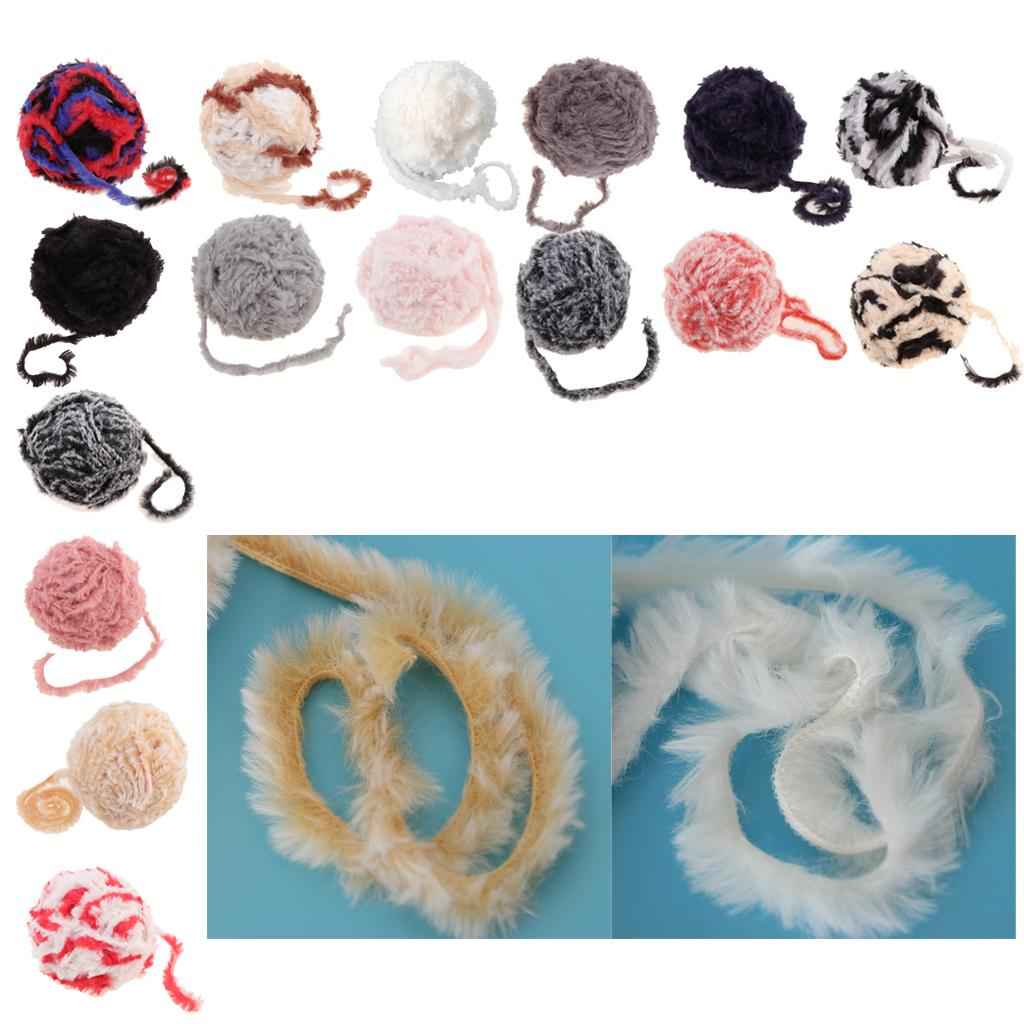 32 Meters Soft Fluffy Faux Fur Yarn for Crocheting Knitting White