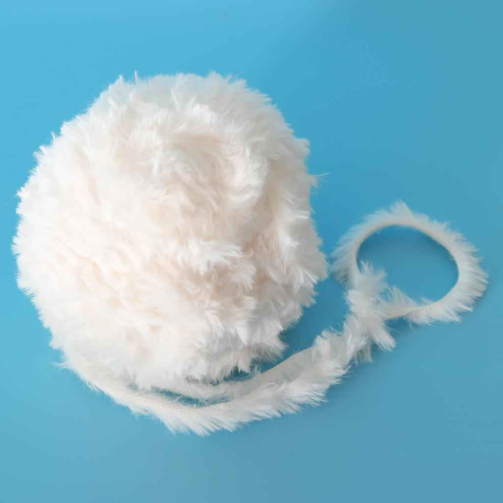 32 Meters Soft Fluffy Faux Fur Yarn for Crocheting Knitting White