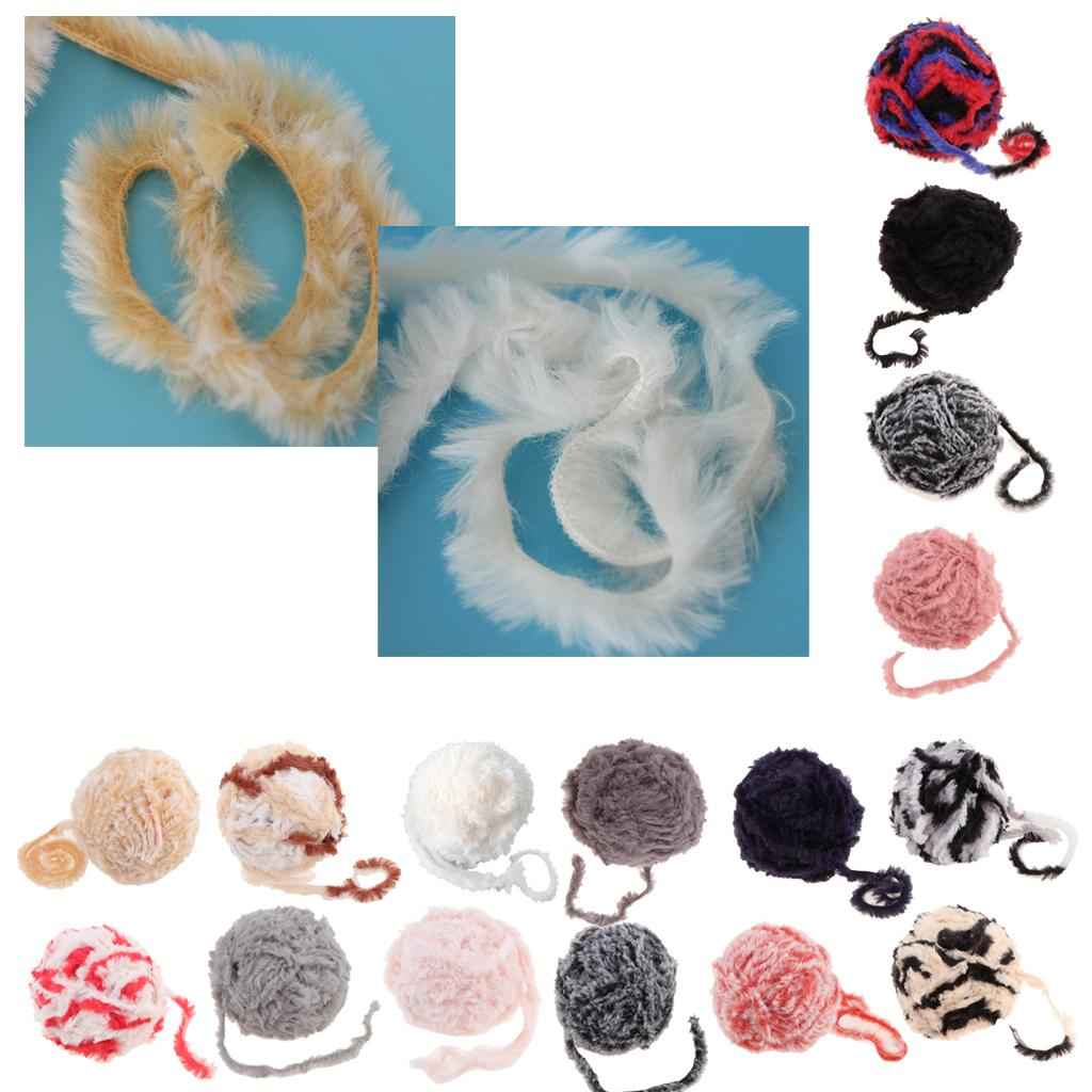 32 Meters Soft Fluffy Faux Fur Yarn for Crocheting Knitting White
