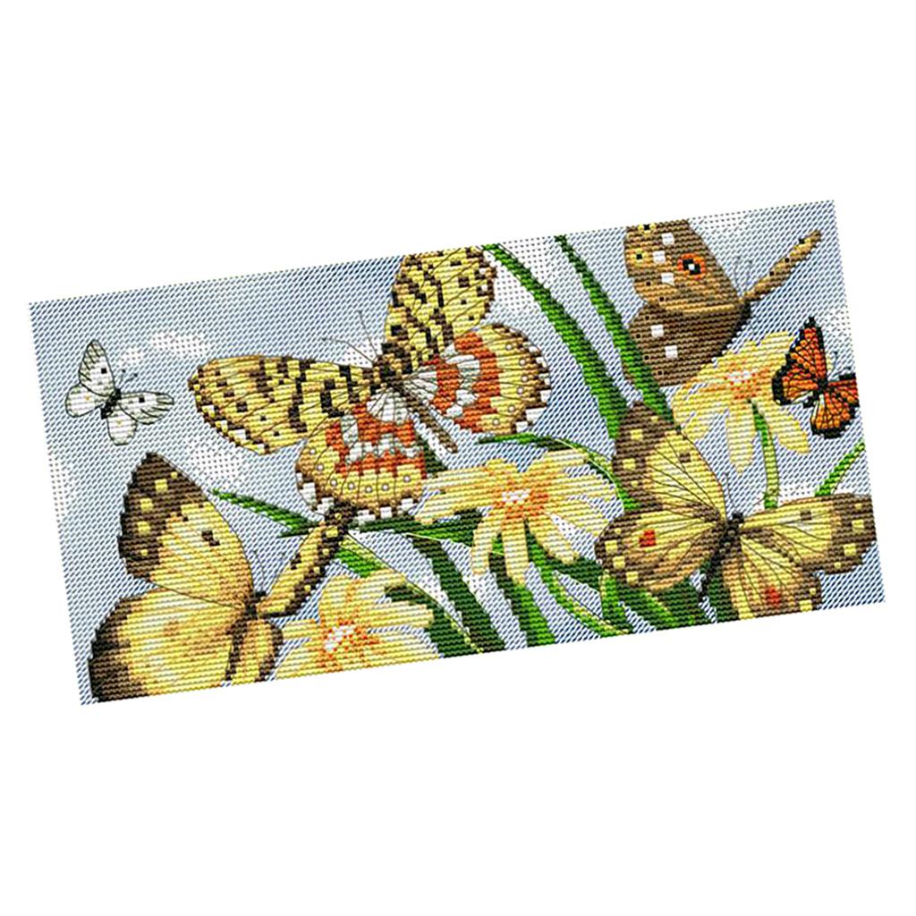 Stamped Cross Stitch Kit Pre-Printed Butterfly Pattern Embroidery for Kids