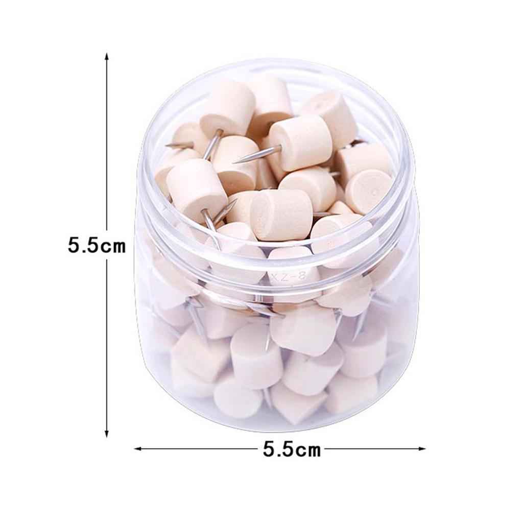 80Pcs Cylinder Wooden Thumb Tacks Rivets For DIY Cork Boards Map Photos Home Office Craft Projects
