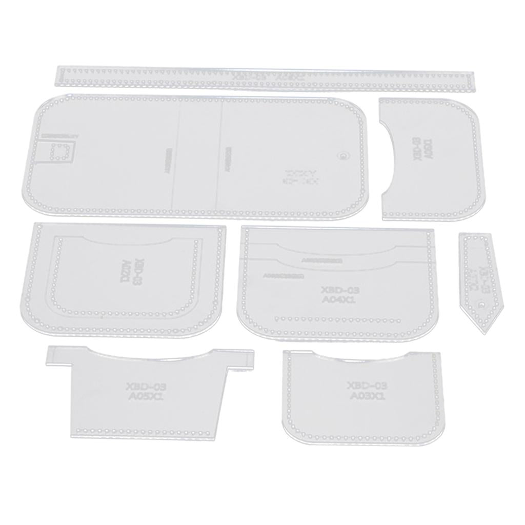 8pcs Acrylic Purse Pattern Stencil Template Card Wallet Leathercraft Tool