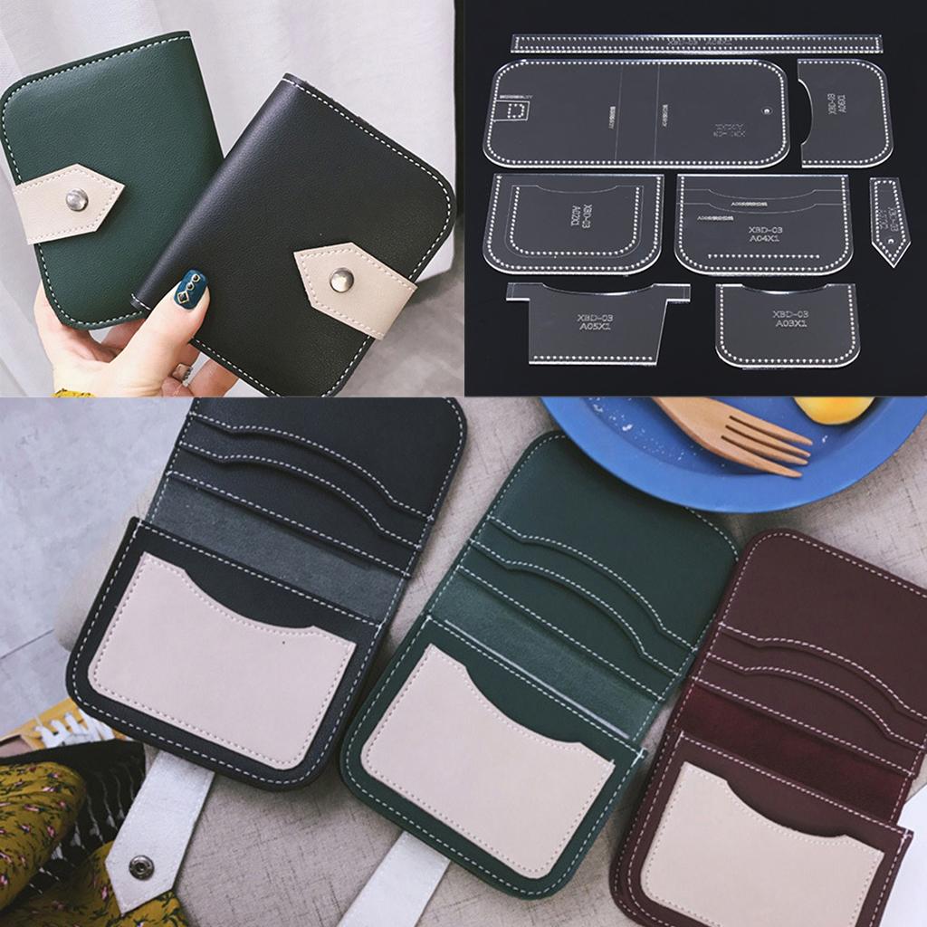 8pcs Acrylic Purse Pattern Stencil Template Card Wallet Leathercraft Tool