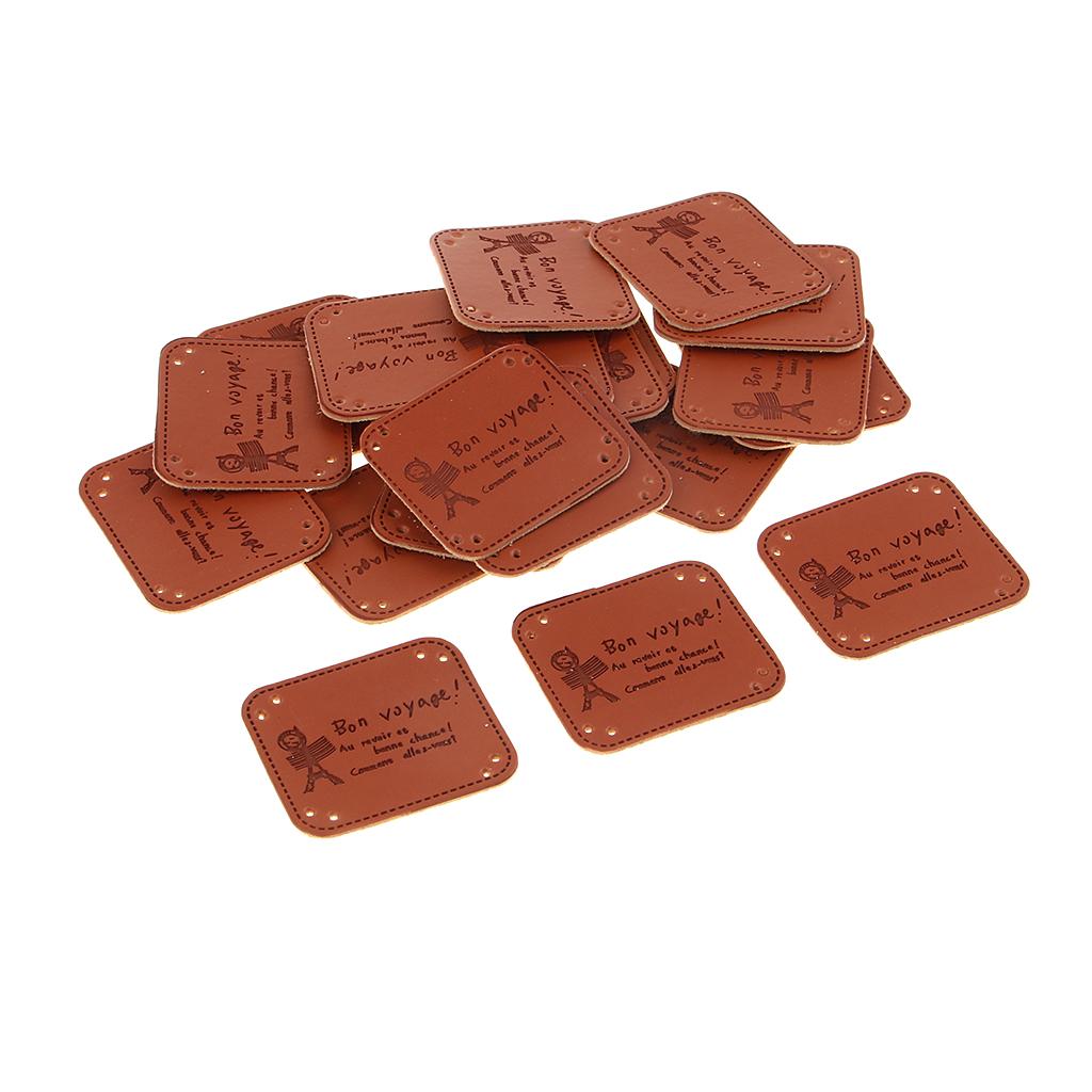 20Pcs PU Leather Labels Handmade Tag DIY Clothes Bag Sewing Craft Tower