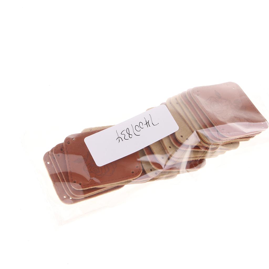 20Pcs PU Leather Labels Handmade Tag DIY Clothes Bag Sewing Craft Big Rose