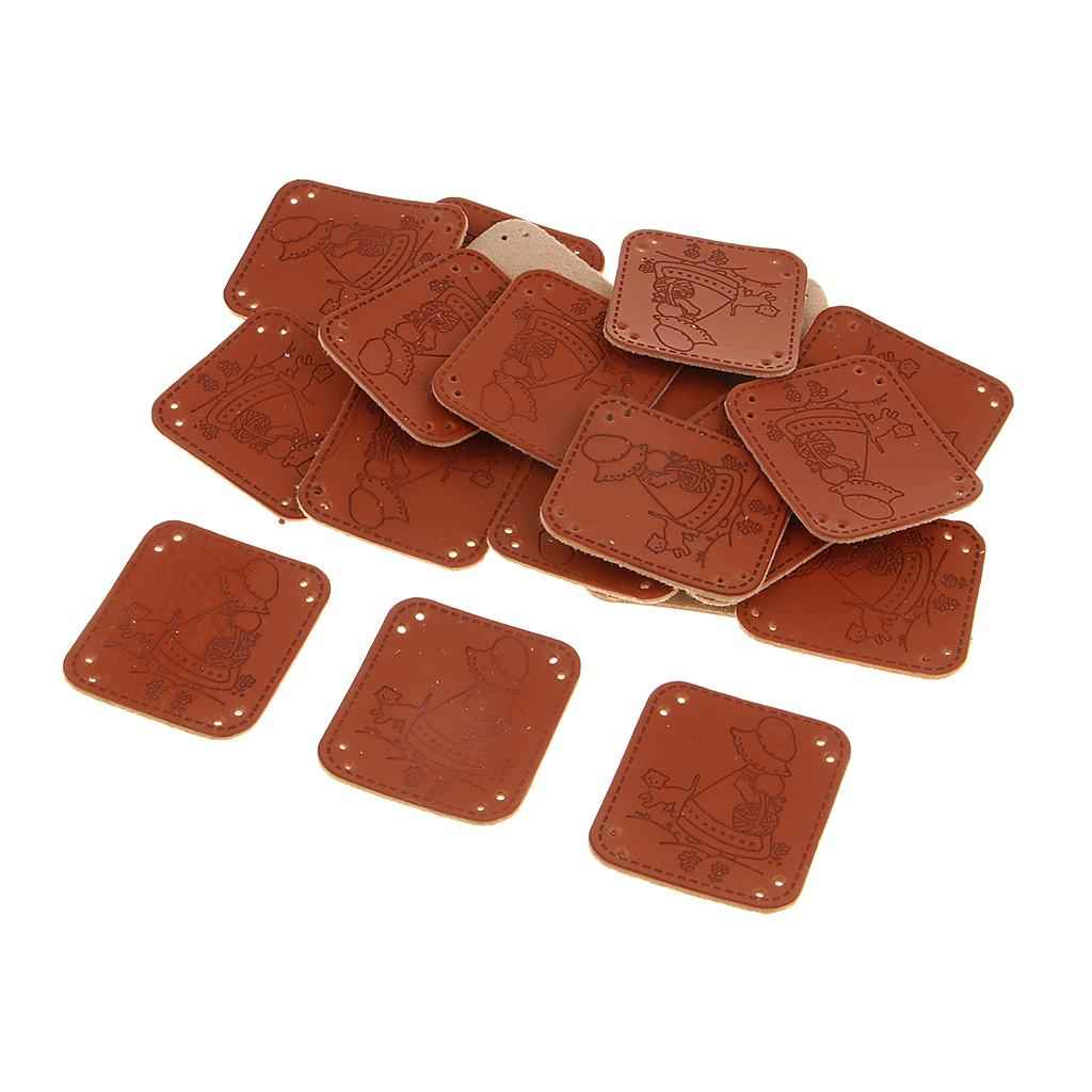20Pcs PU Leather Labels Handmade Tag DIY Clothes Bag Sewing Craft Girl