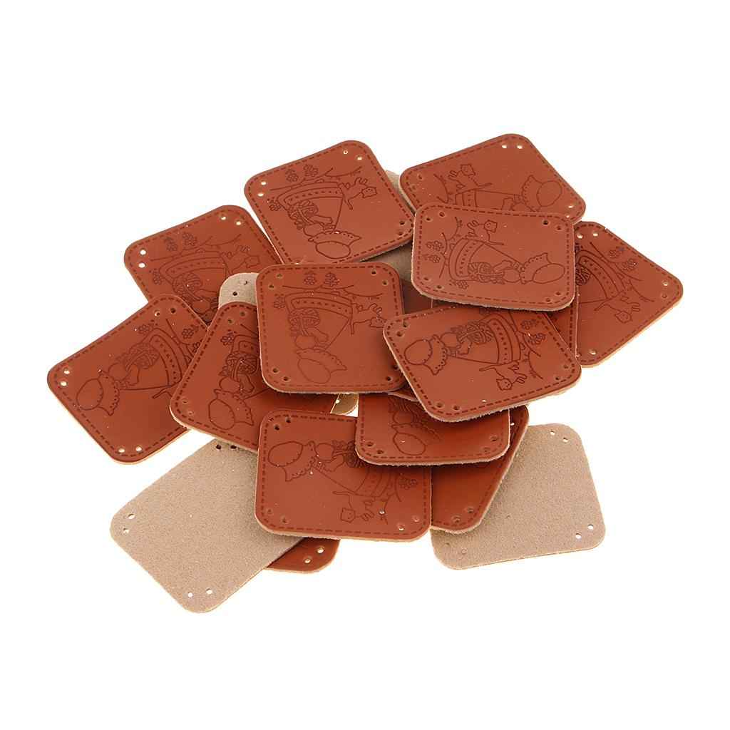20Pcs PU Leather Labels Handmade Tag DIY Clothes Bag Sewing Craft Girl