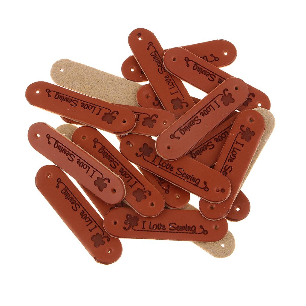 20Pcs PU Leather Labels Handmade Embossed Tag DIY Clothes Bag Sewing Craft Four Leaf