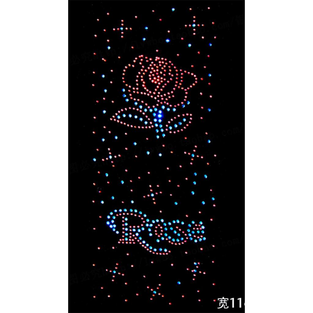 Rose Crystal Rhinestones Iron on Hot Fix Transfer Applique Bling Patch 03