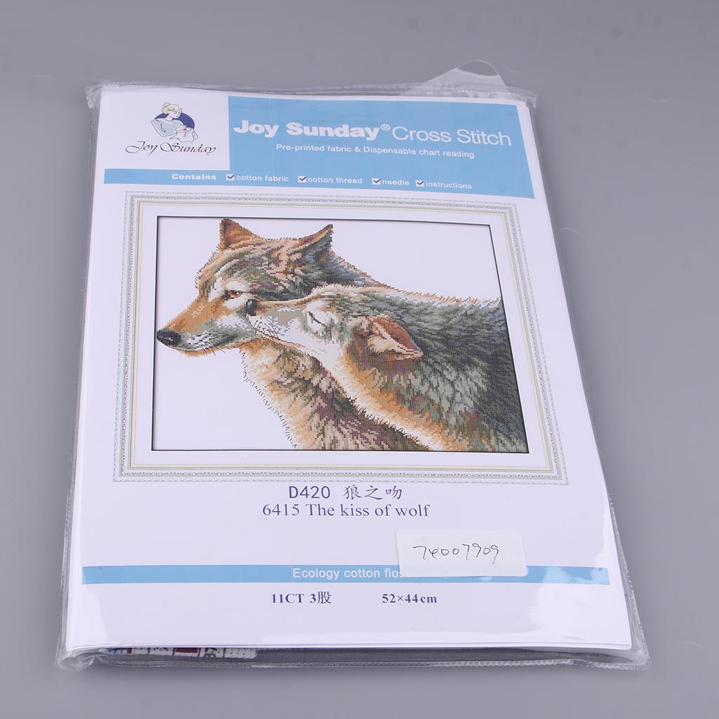 Wolf Kiss Handmade Stamped Cross Stitch Kits Embroidery Crafts 11CT 52×44cm