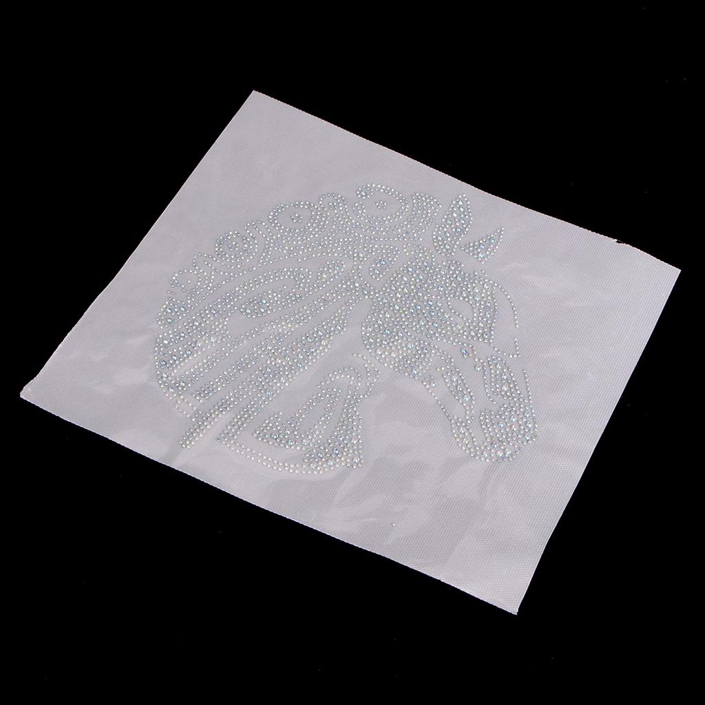 Rhinestone Iron On Heat Transfer Hot Fix T-shirt Motif Horse Head Applique