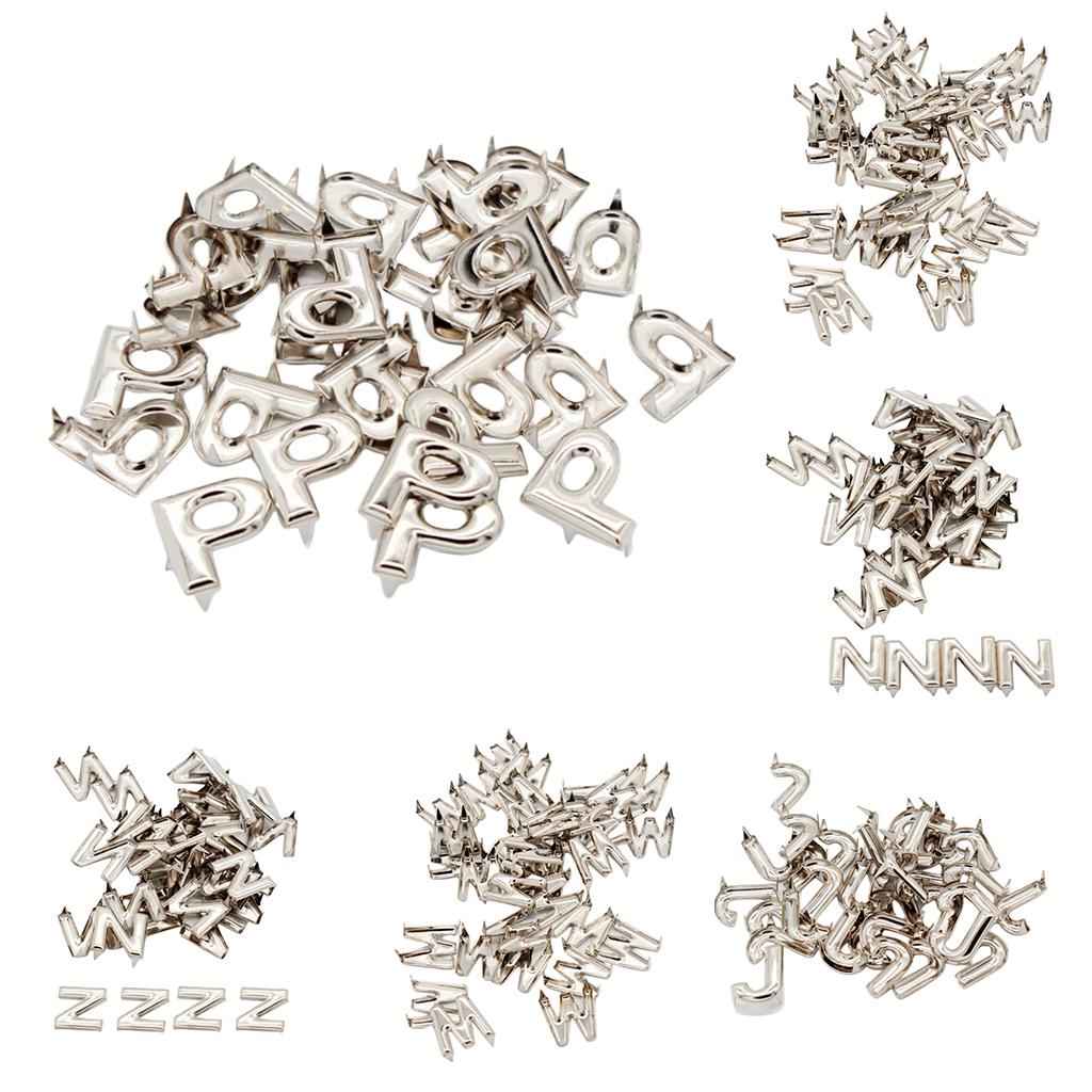 30 Pcs Alloy Silver DIY Alphabet Letter Claw Rivets for Sewing Accessories J