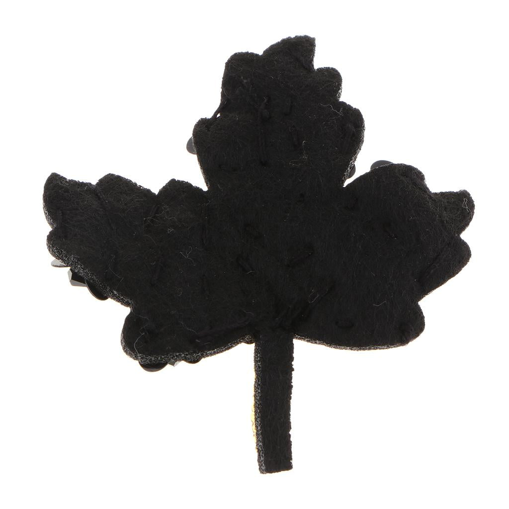 Beaded Sequin Maple Leaves Patches Applique for Bags Clothes Black + Yellow