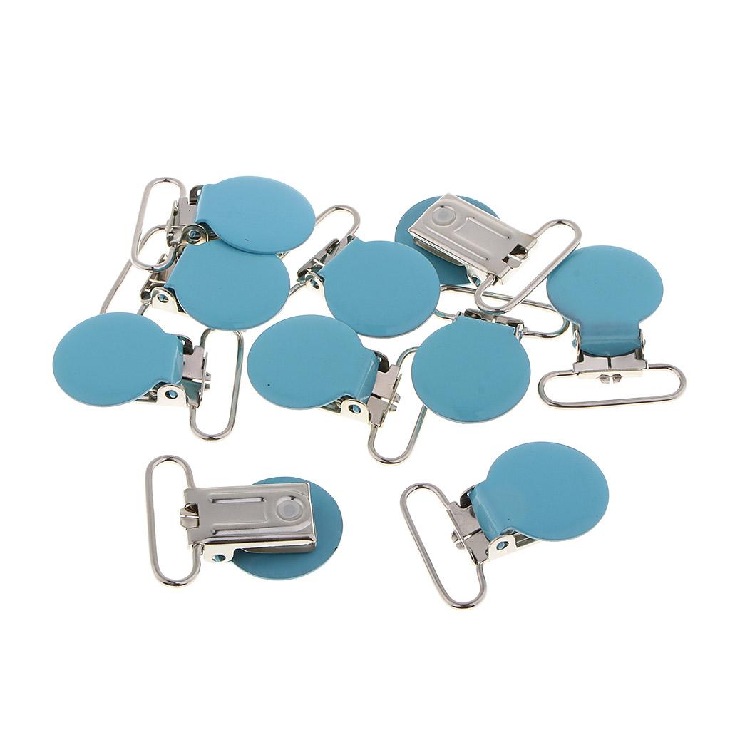 10pcs Metal Pacifier Suspender Clip for Dummy Baby Teether Toy Holder Blue